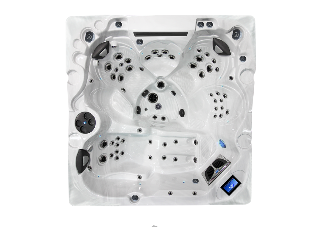 Coast Spas Luxury Element Lounge Curve Vlux hot tub, top view