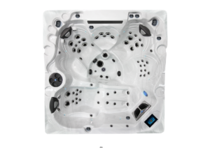 Coast Spas Opulence Element Lounge Curve Vlux hot tub, top view