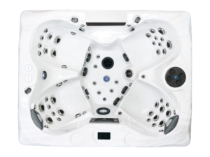 Coast Spas Opulence Omega Bench Curve Vlux hot tub, top view