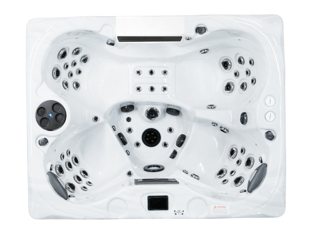 Coast Spas Opulence Omega Lounge Curve Vlux hot tub, top view
