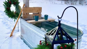 Firetubs 01 wood-fired hot tub, in winter